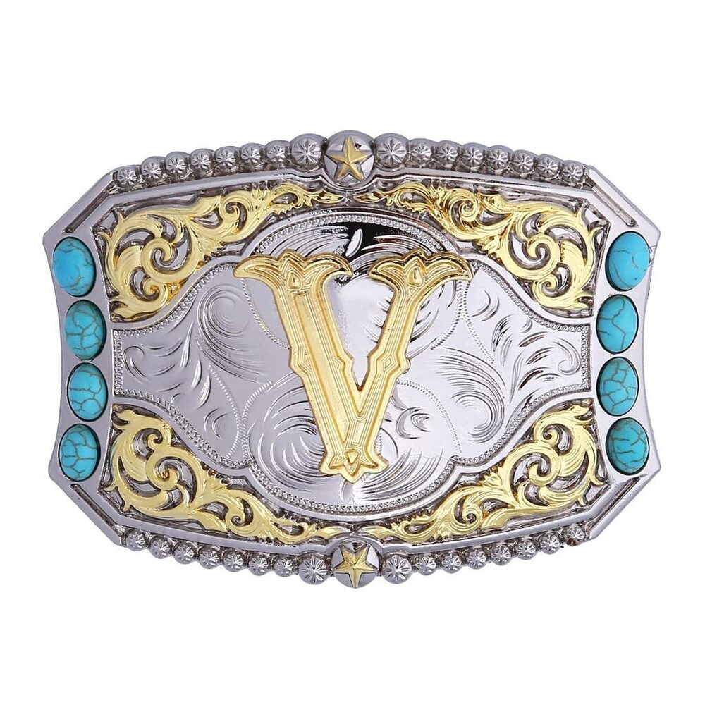 2376 Western Belt Buckle Cowboy Rodeo Initial Letters ABCDEFG to Z